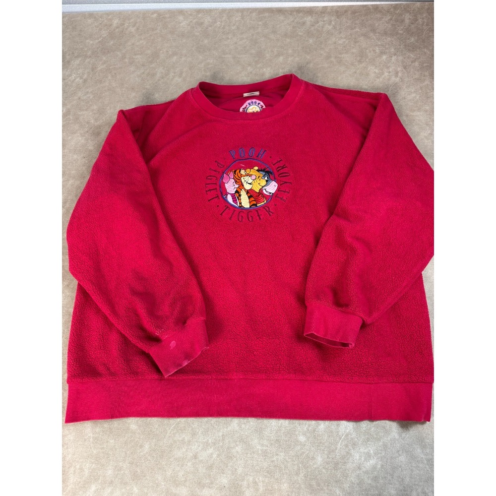 The Disney Store‎ Mens Winnie The Pooh Cotton Blend Crewneck Red Sweatshirt XL